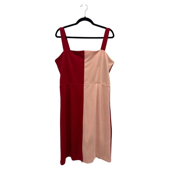 ALEXIA ADMOR Women Red/Pink Colorblock A-Line Dress XL - Picture 2 of 4